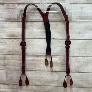 BRAIDED SUSPENDERS IN GENUINE LEATHER‎